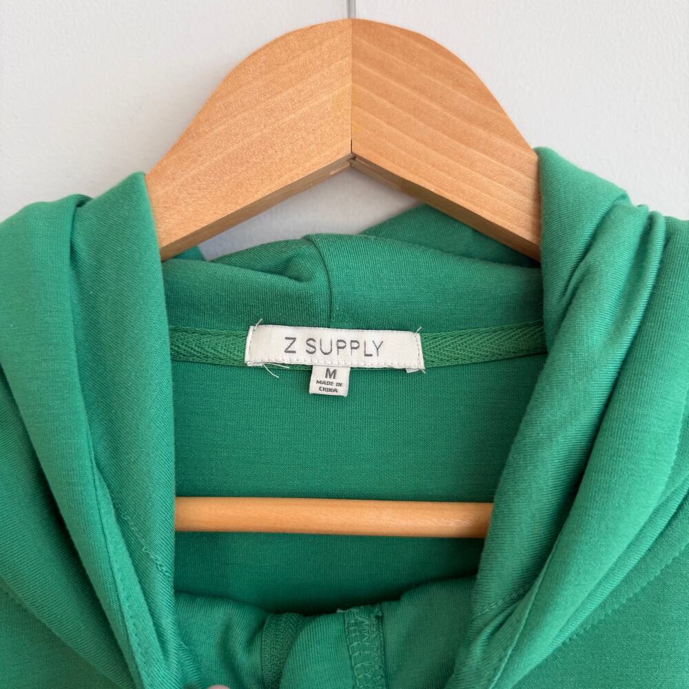 Z Supply Colorblock Half Zip Adjustable Drawstring Hoodie Jacket Green White M - Picture 5 of 7